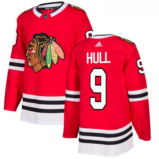 Youth Adidas Chicago Blackhawks 9 Bobby Hull Authentic Red Home NHL Jersey