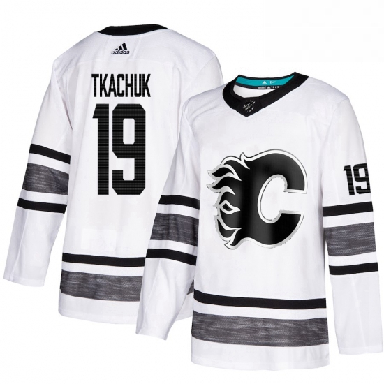 Mens Adidas Calgary Flames 19 Matthew Tkachuk White 2019 All Star Game Parley Authentic Stitched NHL