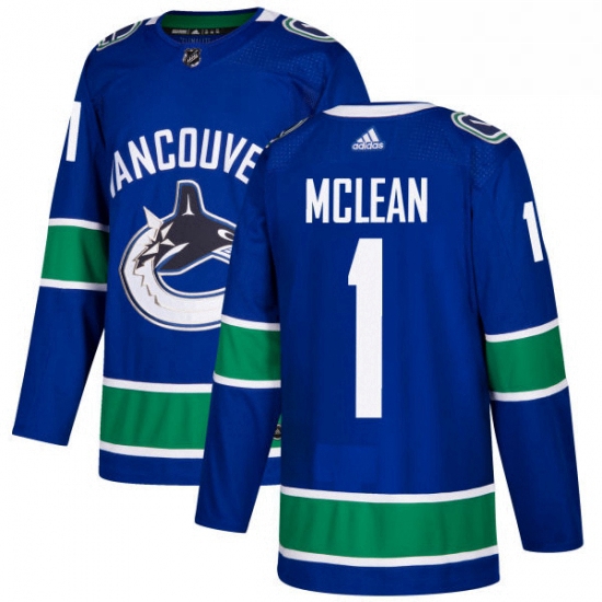 Mens Adidas Vancouver Canucks 1 Kirk Mclean Premier Blue Home NHL Jersey