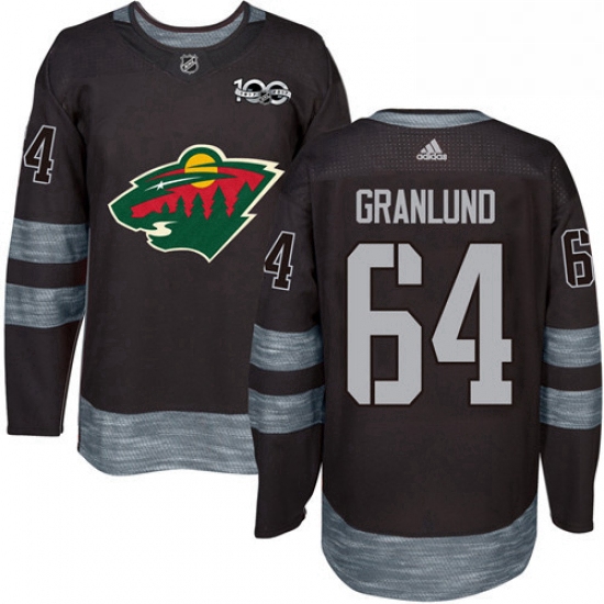 Mens Adidas Minnesota Wild 64 Mikael Granlund Authentic Black 1917 2017 100th Anniversary NHL Jersey