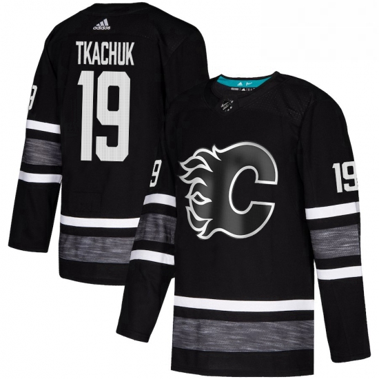 Mens Adidas Calgary Flames 19 Matthew Tkachuk Black 2019 All Star Game Parley Authentic Stitched NHL