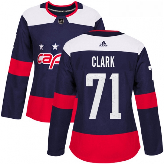 Womens Adidas Washington Capitals 71 Kody Clark Authentic Navy Blue 2018 Stadium Series NHL Jersey