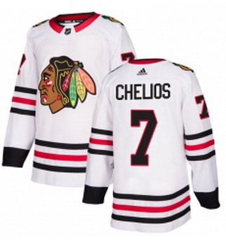 Youth Adidas Chicago Blackhawks 7 Chris Chelios Authentic White Away NHL Jersey