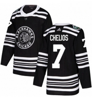 Youth Adidas Chicago Blackhawks 7 Chris Chelios Authentic Black 2019 Winter Classic NHL Jersey