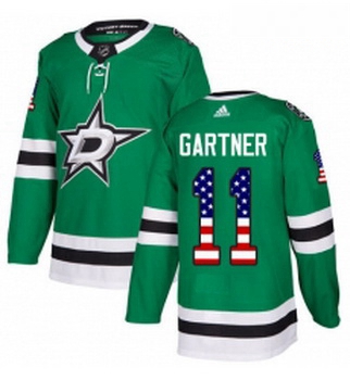 Youth Adidas Dallas Stars 11 Mike Gartner Authentic Green USA Flag Fashion NHL Jersey