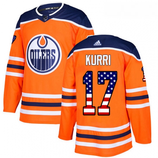 Youth Adidas Edmonton Oilers 17 Jari Kurri Authentic Orange USA Flag Fashion NHL Jersey