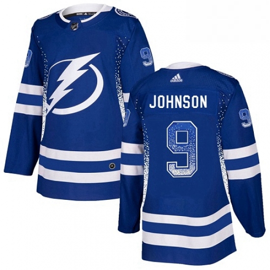 Mens Adidas Tampa Bay Lightning 9 Tyler Johnson Authentic Blue Drift Fashion NHL Jersey