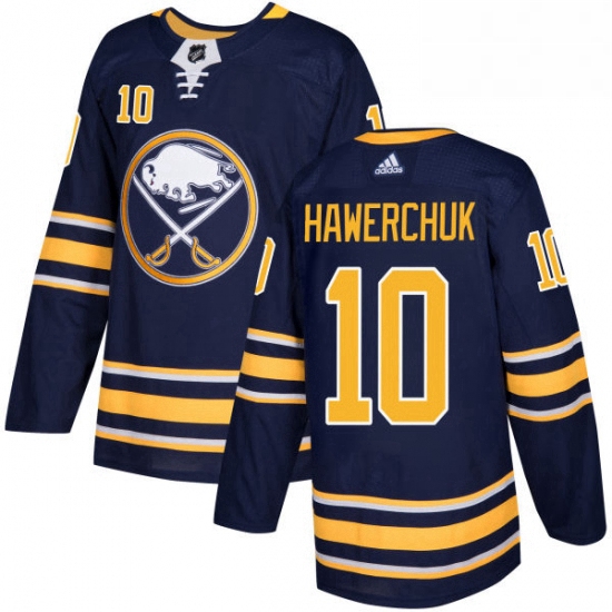 Mens Adidas Buffalo Sabres 10 Dale Hawerchuk Authentic Navy Blue Home NHL Jersey