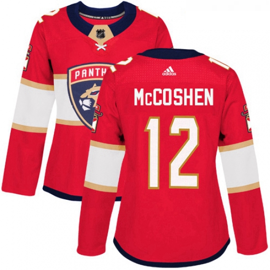 Womens Adidas Florida Panthers 12 Ian McCoshen Premier Red Home NHL Jersey