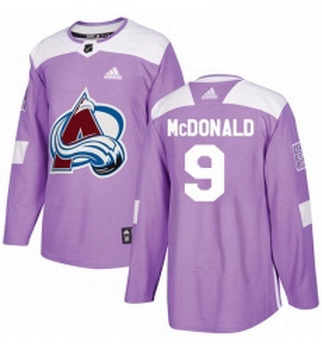 Youth Adidas Colorado Avalanche 9 Lanny McDonald Authentic Purple Fights Cancer Practice NHL Jersey