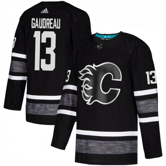 Mens Adidas Calgary Flames 13 Johnny Gaudreau Black 2019 All Star Game Parley Authentic Stitched NHL