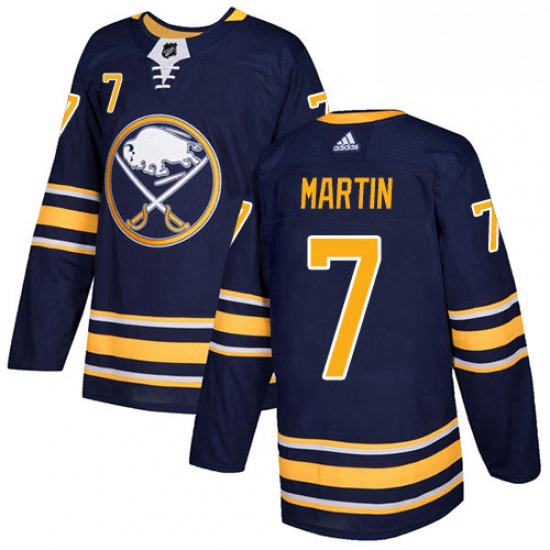 Mens Adidas Buffalo Sabres 7 Rick Martin Premier Navy Blue Home NHL Jersey