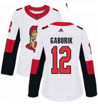 Womens Adidas Ottawa Senators 12 Marian Gaborik Authentic White Away NHL Jersey