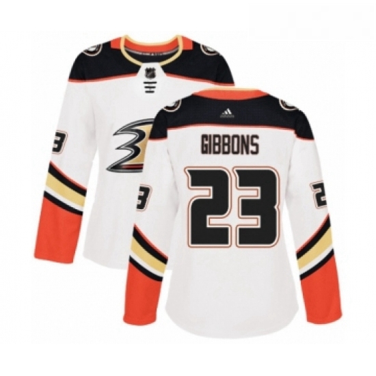 Womens Adidas Anaheim Ducks 23 Brian Gibbons Authentic White Away NHL Jersey