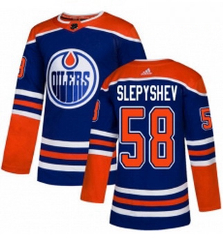 Youth Adidas Edmonton Oilers 58 Anton Slepyshev Authentic Royal Blue Alternate NHL Jersey