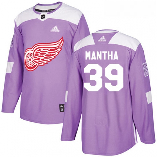 Youth Adidas Detroit Red Wings 39 Anthony Mantha Authentic Purple Fights Cancer Practice NHL Jersey