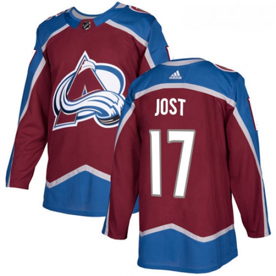 Youth Adidas Colorado Avalanche 17 Tyson Jost Authentic Burgundy Red Home NHL Jersey