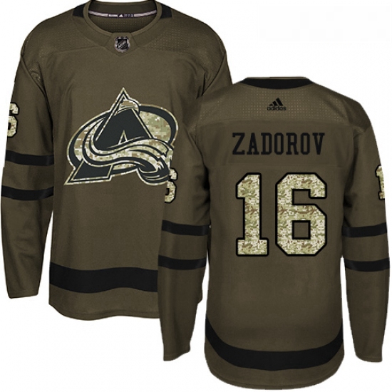 Youth Adidas Colorado Avalanche 16 Nikita Zadorov Premier Green Salute to Service NHL Jersey