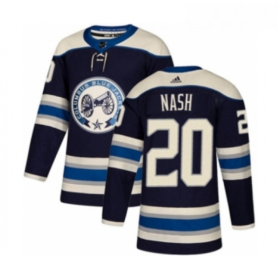 Youth Adidas Columbus Blue Jackets 20 Riley Nash Premier Navy Blue Alternate NHL Jersey