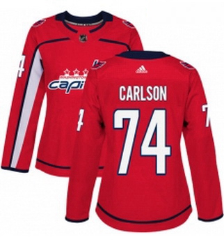 Womens Adidas Washington Capitals 74 John Carlson Authentic Red Home NHL Jersey