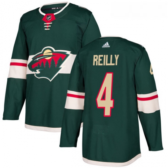 Youth Adidas Minnesota Wild 4 Mike Reilly Authentic Green Home NHL Jersey