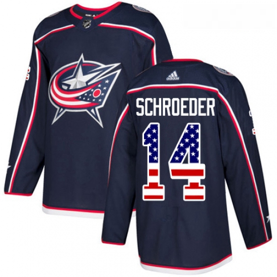 Youth Adidas Columbus Blue Jackets 14 Jordan Schroeder Authentic Navy Blue USA Flag Fashion NHL Jers