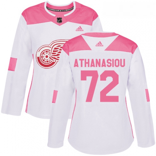 Womens Adidas Detroit Red Wings 72 Andreas Athanasiou Authentic WhitePink Fashion NHL Jersey