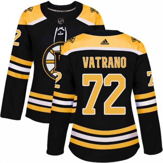 Womens Adidas Boston Bruins 72 Frank Vatrano Authentic Black Home NHL Jersey