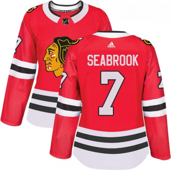 Womens Adidas Chicago Blackhawks 7 Brent Seabrook Authentic Red Home NHL Jersey