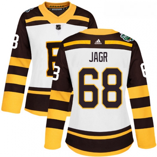 Womens Adidas Boston Bruins 68 Jaromir Jagr Authentic White 2019 Winter Classic NHL Jersey