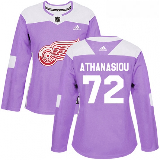 Womens Adidas Detroit Red Wings 72 Andreas Athanasiou Authentic Purple Fights Cancer Practice NHL Je