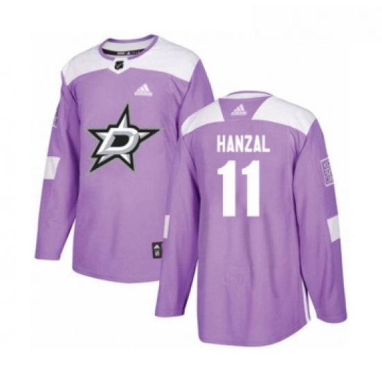 Youth Adidas Dallas Stars 11 Martin Hanzal Authentic Purple Fights Cancer Practice NHL Jersey