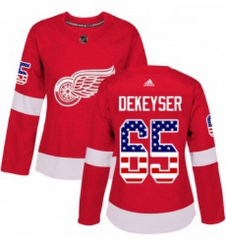 Womens Adidas Detroit Red Wings 65 Danny DeKeyser Authentic Red USA Flag Fashion NHL Jersey