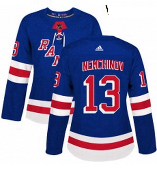 Womens Adidas New York Rangers 13 Sergei Nemchinov Authentic Royal Blue Home NHL Jersey