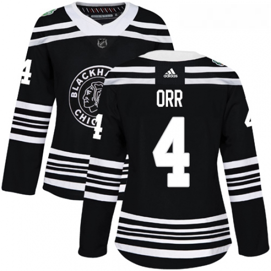 Womens Adidas Chicago Blackhawks 4 Bobby Orr Authentic Black 2019 Winter Classic NHL Jersey