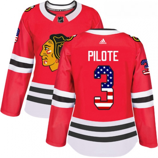 Womens Adidas Chicago Blackhawks 3 Pierre Pilote Authentic Red U