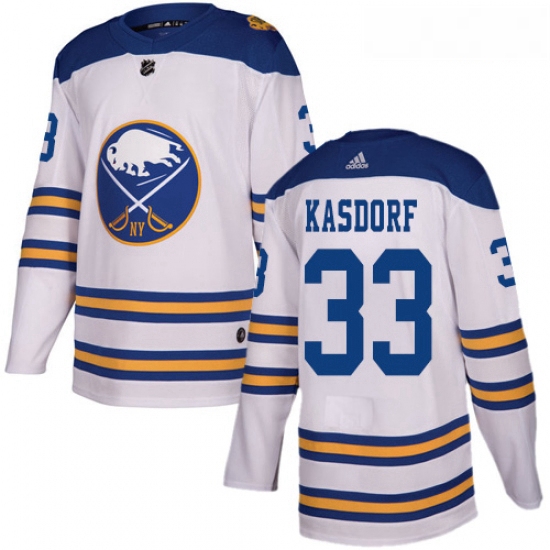 Youth Adidas Buffalo Sabres 33 Jason Kasdorf Authentic White 2018 Winter Classic NHL Jersey