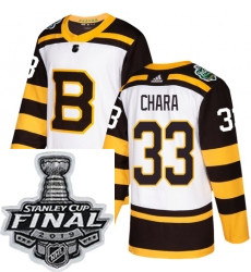 Mens Adidas Boston Bruins 33 Zdeno Chara Authentic White 2019 Wi