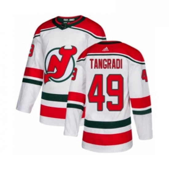 Mens Adidas New Jersey Devils 49 Eric Tangradi Premier White Alt