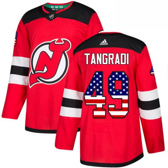 Mens Adidas New Jersey Devils 49 Eric Tangradi Authentic Red USA