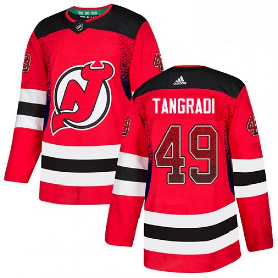 Mens Adidas New Jersey Devils 49 Eric Tangradi Authentic Red Dri