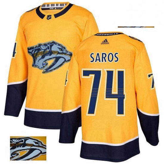 Mens Adidas Nashville Predators 74 Juuse Saros Authentic Gold Fa