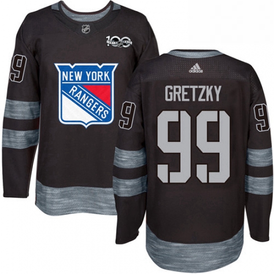 Mens Adidas New York Rangers 99 Wayne Gretzky Authentic Black 1917 2017 100th Anniversary NHL Jersey