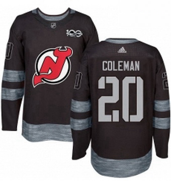 Mens Adidas New Jersey Devils 20 Blake Coleman Authentic Black 1917 2017 100th Anniversary NHL Jerse