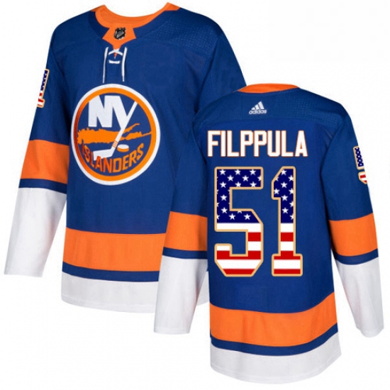 Mens Adidas New York Islanders 51 Valtteri Filppula Authentic Royal Blue USA Flag Fashion NHL Jersey