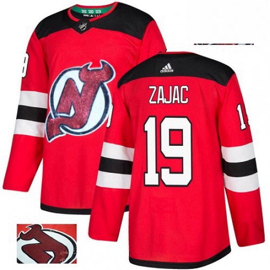 Mens Adidas New Jersey Devils 19 Travis Zajac Authentic Red Fashion Gold NHL Jersey