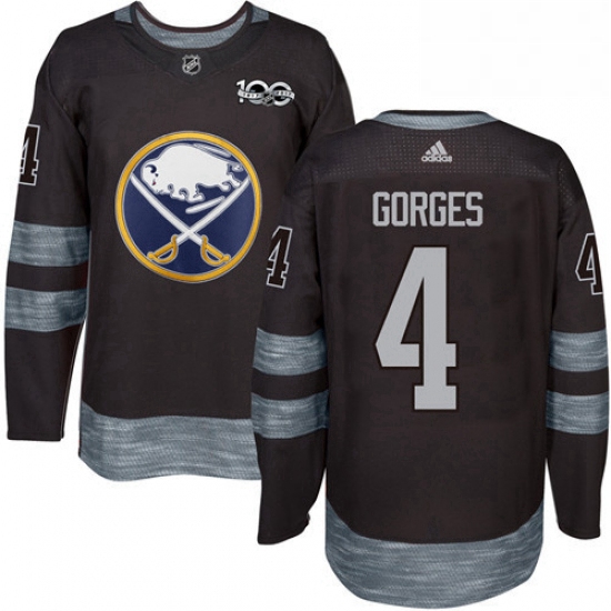 Mens Adidas Buffalo Sabres 4 Josh Gorges Premier Black 1917 2017 100th Anniversary NHL Jersey