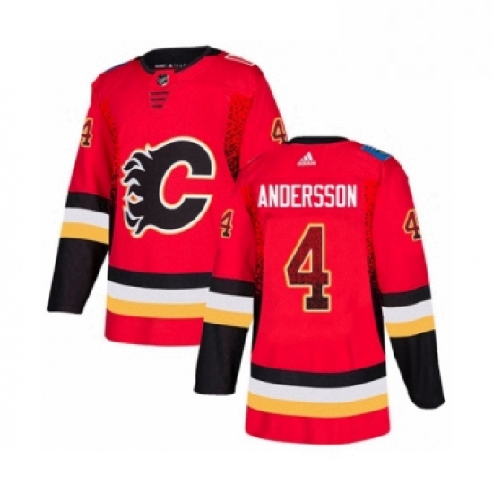 Mens Adidas Calgary Flames 4 Rasmus Andersson Authentic Red Drift Fashion NHL Jersey