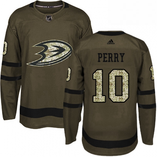 Mens Adidas Anaheim Ducks 10 Corey Perry Premier Green Salute to