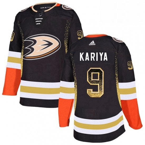 Mens Adidas Anaheim Ducks 9 Paul Kariya Authentic Black Drift Fashion NHL Jersey